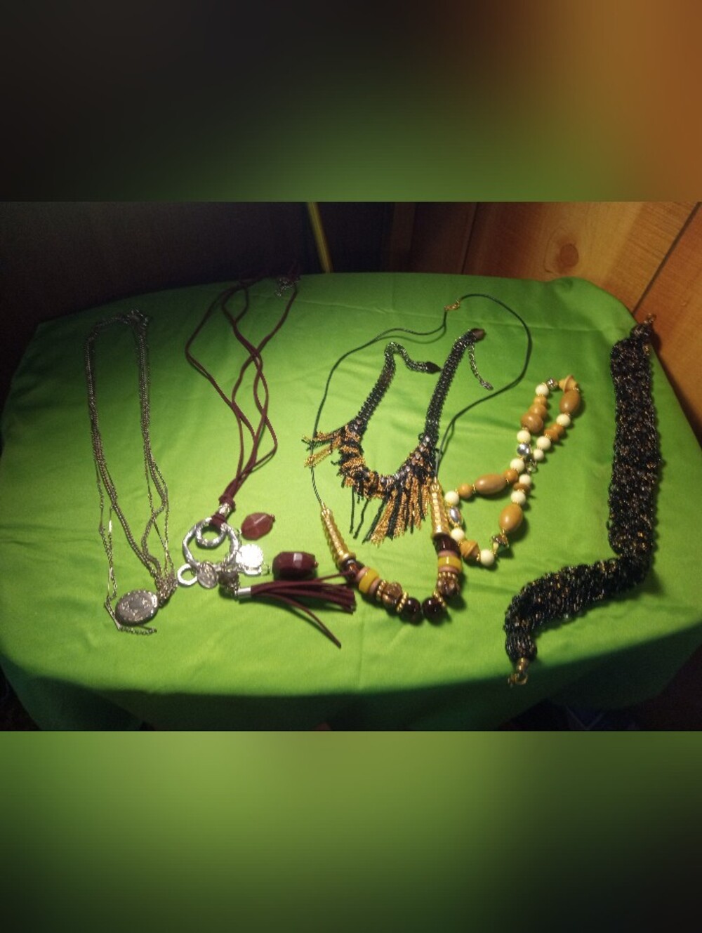 Lot EarthyAssorted Women's Fashion Necklaces - Green, Brown, Black, Gold Accents